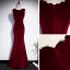 Modest / Simple Burgundy Velour Winter Evening Dresses  2020 Trumpet / Mermaid V-Neck Sleeveless Floor-Length / Long Ruffle Formal Dresses