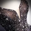 Meilleur Violet Dansant Robe De Bal 2020 Princesse Col v profond Sans Manches Perlage Paillettes Glitter Tulle Train De Balayage Volants Dos Nu Robe De Ceremonie