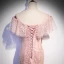 Meilleur Perle Rose Dentelle Robe De Soirée 2020 Trompette / Sirène De l'épaule Manches Courtes Perlage Train De Balayage Volants Dos Nu Robe De Ceremonie