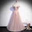 Chic / Belle Rougissant Rose Dansant Robe De Bal 2020 Princesse De l'épaule Manches Courtes Perlage Paillettes Glitter Tulle Longue Volants Dos Nu Robe De Ceremonie