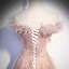 Chic / Belle Rougissant Rose Dansant Robe De Bal 2020 Princesse De l'épaule Manches Courtes Perlage Paillettes Glitter Tulle Longue Volants Dos Nu Robe De Ceremonie