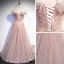 Chic / Belle Rougissant Rose Dansant Robe De Bal 2020 Princesse De l'épaule Manches Courtes Perlage Paillettes Glitter Tulle Longue Volants Dos Nu Robe De Ceremonie
