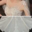 Elegant Champagne Bridal Wedding Dresses 2020 Ball Gown See-through Scoop Neck Short Sleeve Backless Glitter Tulle Beading Tassel Appliques Lace Cathedral Train Ruffle