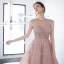 Illusion Blushing Pink See-through Prom Dresses 2020 A-Line / Princess Scoop Neck Sleeveless Beading Rhinestone Sweep Train Ruffle Backless Formal Dresses