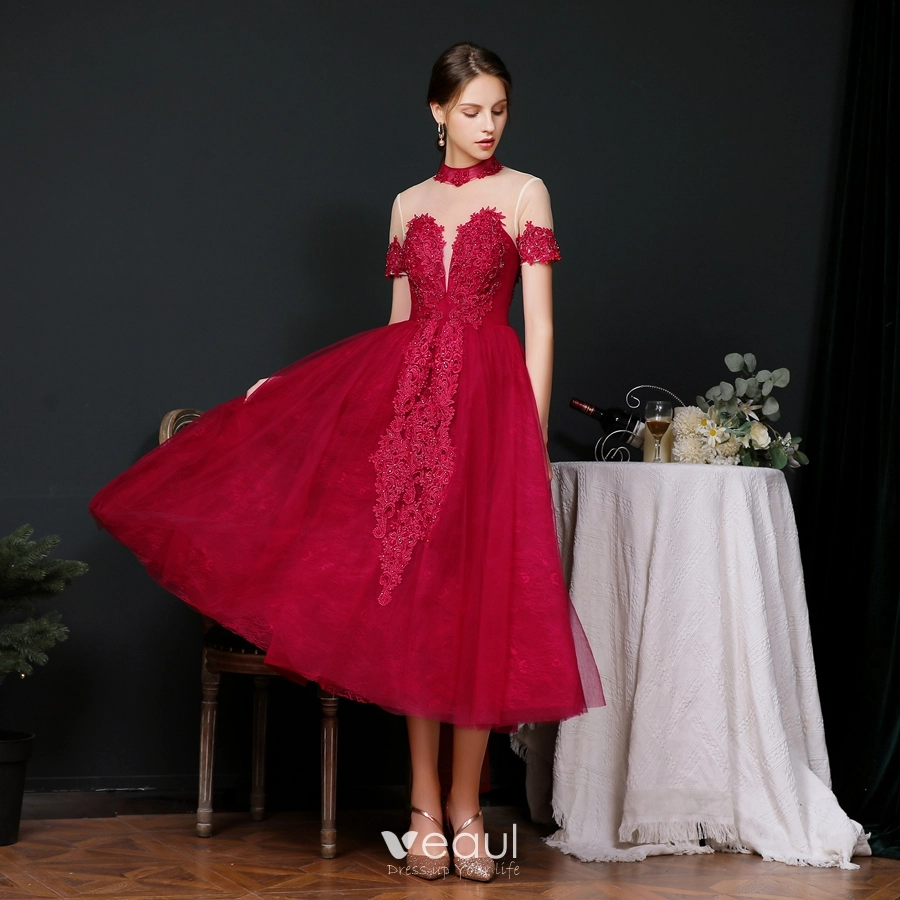 chinese dress ladies Short Metallic-Lace A-Line Homecoming Dress main image 1