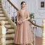 Victorian Style Champagne Dancing Prom Dresses 2020 A-Line / Princess See-through High Neck Puffy Short Sleeve Beading Pearl Sash Tea-length Ruffle Backless