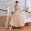 Victorian Style Champagne Dancing Prom Dresses 2020 A-Line / Princess See-through High Neck Puffy Short Sleeve Beading Pearl Sash Tea-length Ruffle Backless