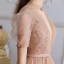 Victorian Style Champagne Dancing Prom Dresses 2020 A-Line / Princess See-through High Neck Puffy Short Sleeve Beading Pearl Sash Tea-length Ruffle Backless