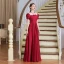 Vintage / Retro Burgundy Satin Dancing Prom Dresses 2020 A-Line / Princess See-through Scoop Neck Puffy Short Sleeve Floor-Length / Long Ruffle Backless Formal Dresses