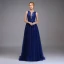 Haut de Gamme Bleu Roi Robe De Bal 2020 Princesse Transparentes Encolure Dégagée Sans Manches Appliques En Dentelle Paillettes Fendue devant Train De Balayage Volants Robe De Ceremonie