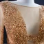 Luxe Orange Tapis rouge Robe De Soirée 2020 Princesse Transparentes Encolure Dégagée Manches Longues Fait main Perlage Paillettes Tribunal Train Volants Dos Nu