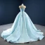 Étourdissant Vert Citron Satin Transparentes Robe De Bal 2020 Robe Boule Encolure Dégagée Sans Manches Dos Nu Forme de coeur Tribunal Train Volants Robe De Ceremonie
