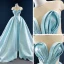Étourdissant Vert Citron Satin Transparentes Robe De Bal 2020 Robe Boule Encolure Dégagée Sans Manches Dos Nu Forme de coeur Tribunal Train Volants Robe De Ceremonie