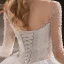 Luxus / Herrlich Ivory / Creme Durchsichtige Hochzeits Brautkleider / Hochzeitskleider 2020 Ballkleid Rundhalsausschnitt Lange Ärmel Rückenfreies Handgefertigt Perlenstickerei Pailletten Abnehmbar Königliche Schleppe Rüschen