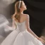 Luxus / Herrlich Ivory / Creme Durchsichtige Hochzeits Brautkleider / Hochzeitskleider 2020 Ballkleid Rundhalsausschnitt Lange Ärmel Rückenfreies Handgefertigt Perlenstickerei Pailletten Abnehmbar Königliche Schleppe Rüschen