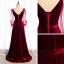 Chic / Belle Bordeaux Velour Hiver Robe De Bal 2020 Princesse V-Cou Gonflée Manches Longues Appliques En Dentelle Perlage Longue Volants Dos Nu Robe De Ceremonie