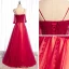 Chic / Belle Rouge Dansant Robe De Bal 2020 Princesse Bretelles Spaghetti Manches Courtes Perlage Longue Volants Dos Nu Robe De Ceremonie
