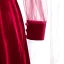 Vintage / Retro Burgundy Velour Winter Evening Dresses  2020 A-Line / Princess See-through High Neck Puffy Long Sleeve Floor-Length / Long Ruffle Backless Formal Dresses