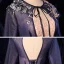 Fashion Navy Blue Dancing Prom Dresses 2020 Ball Gown Scoop Neck Long Sleeve Appliques Lace Beading Sash Floor-Length / Long Ruffle Backless Formal Dresses