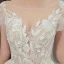 Romantique Champagne La Mariée Robe De Mariée 2020 Robe Boule Transparentes Encolure Carrée Manches Courtes Dos Nu Fleur Appliques En Dentelle Perlage Glitter Tulle Cathedral Train