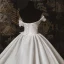 Simple Luxe Ivoire Satin La Mariée Robe De Mariée 2020 Robe Boule Bustier Sans Manches Dos Nu Cathedral Train Volants
