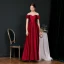 Modest / Simple Burgundy Satin See-through Evening Dresses  2020 A-Line / Princess Square Neckline Short Sleeve Rhinestone Sash Floor-Length / Long Ruffle Backless Formal Dresses