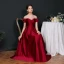 Modest / Simple Burgundy Satin See-through Evening Dresses  2020 A-Line / Princess Square Neckline Short Sleeve Rhinestone Sash Floor-Length / Long Ruffle Backless Formal Dresses