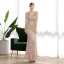 Scintillantes Champagne Paillettes Robe De Soirée 2020 Trompette / Sirène V-Cou Manches Courtes Faux Diamant Longue Volants Dos Nu Robe De Ceremonie