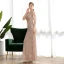 Scintillantes Champagne Paillettes Robe De Soirée 2020 Trompette / Sirène V-Cou Manches Courtes Faux Diamant Longue Volants Dos Nu Robe De Ceremonie