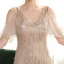 Scintillantes Champagne Paillettes Robe De Soirée 2020 Trompette / Sirène V-Cou Manches Courtes Faux Diamant Longue Volants Dos Nu Robe De Ceremonie