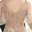 Scintillantes Champagne Paillettes Robe De Soirée 2020 Trompette / Sirène V-Cou Manches Courtes Faux Diamant Longue Volants Dos Nu Robe De Ceremonie