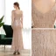 Scintillantes Champagne Paillettes Robe De Soirée 2020 Trompette / Sirène V-Cou Manches Courtes Faux Diamant Longue Volants Dos Nu Robe De Ceremonie