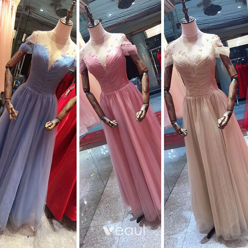 Vestidos sencillos de chiffon con escote en V Borgoña
