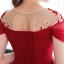 Elegant Burgundy Dancing Prom Dresses 2020 A-Line / Princess See-through Scoop Neck Short Sleeve Beading Floor-Length / Long Ruffle Backless Formal Dresses