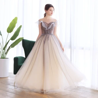 Élégant Marron Dansant Robe De Bal 2020 Princesse Transparentes Encolure Carrée Sans Manches Perlage Glitter Tulle Longue Volants Dos Nu Robe De Ceremonie
