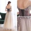 Élégant Marron Dansant Robe De Bal 2020 Princesse Transparentes Encolure Carrée Sans Manches Perlage Glitter Tulle Longue Volants Dos Nu Robe De Ceremonie