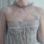 High-end Grey See-through Prom Dresses 2020 A-Line / Princess High Neck Puffy Long Sleeve Beading Glitter Tulle Sweep Train Ruffle Backless Formal Dresses