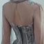 High-end Grey See-through Prom Dresses 2020 A-Line / Princess High Neck Puffy Long Sleeve Beading Glitter Tulle Sweep Train Ruffle Backless Formal Dresses
