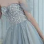 Chic Gris Robe De Bal 2020 Princesse De l'épaule Manches Courtes Perlage Glitter Tulle Train De Balayage Volants Dos Nu Robe De Ceremonie