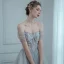 Chic Gris Robe De Bal 2020 Princesse De l'épaule Manches Courtes Perlage Glitter Tulle Train De Balayage Volants Dos Nu Robe De Ceremonie