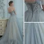 Chic Gris Robe De Bal 2020 Princesse De l'épaule Manches Courtes Perlage Glitter Tulle Train De Balayage Volants Dos Nu Robe De Ceremonie