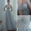 Chic Gris Robe De Bal 2020 Princesse De l'épaule Manches Courtes Perlage Glitter Tulle Train De Balayage Volants Dos Nu Robe De Ceremonie