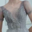 Haut de Gamme Gris Dansant Robe De Bal 2020 Princesse Transparentes Col v profond Manches Courtes Perlage Glitter Tulle Longue Volants Dos Nu Robe De Ceremonie