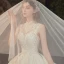 Vintage / Retro Champagne See-through Bridal Wedding Dresses 2020 Ball Gown High Neck Sleeveless Backless Appliques Lace Beading Glitter Tulle Cathedral Train Ruffle
