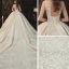 Vintage / Retro Champagne See-through Bridal Wedding Dresses 2020 Ball Gown High Neck Sleeveless Backless Appliques Lace Beading Glitter Tulle Cathedral Train Ruffle