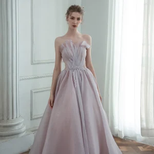 Elegant Lavendel Dancing Ballkjoler 2020 Prinsesse Kjæreste Uten Ermer Beading Glitter Tyll Lange Buste Ryggløse Formelle Kjoler