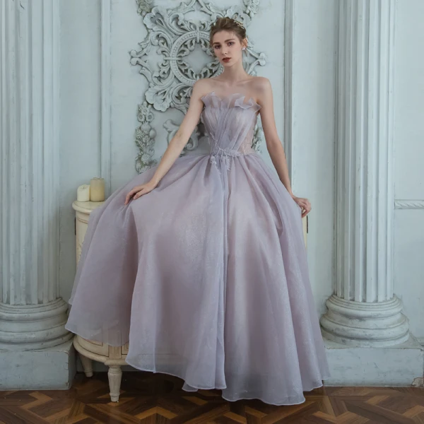 Elegant Lavendel Dancing Ballkjoler 2020 Prinsesse Kjæreste Uten Ermer Beading Glitter Tyll Lange Buste Ryggløse Formelle Kjoler