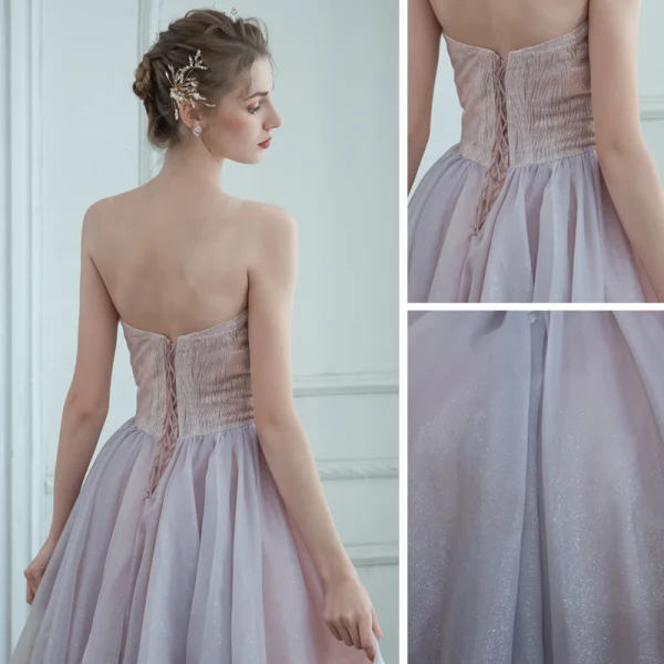 Elegant Lavendel Dancing Ballkjoler 2020 Prinsesse Kjæreste Uten Ermer Beading Glitter Tyll Lange Buste Ryggløse Formelle Kjoler