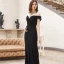 Haut de Gamme Noire Robe De Soirée 2020 Trompette / Sirène Transparentes Col Haut Manches Courtes Perlage Faux Diamant Train De Balayage Robe De Ceremonie