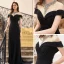 Haut de Gamme Noire Robe De Soirée 2020 Trompette / Sirène Transparentes Col Haut Manches Courtes Perlage Faux Diamant Train De Balayage Robe De Ceremonie